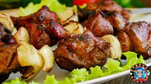 Шашлык с уксусом и луком